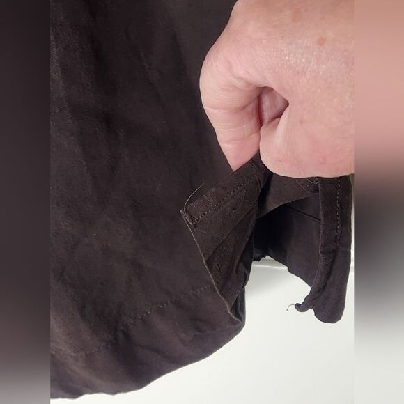 Jones New York 16 Brown SILK LINEN Embroidered Pockets Slvless Women Mini Dress - Picture 9 of 9